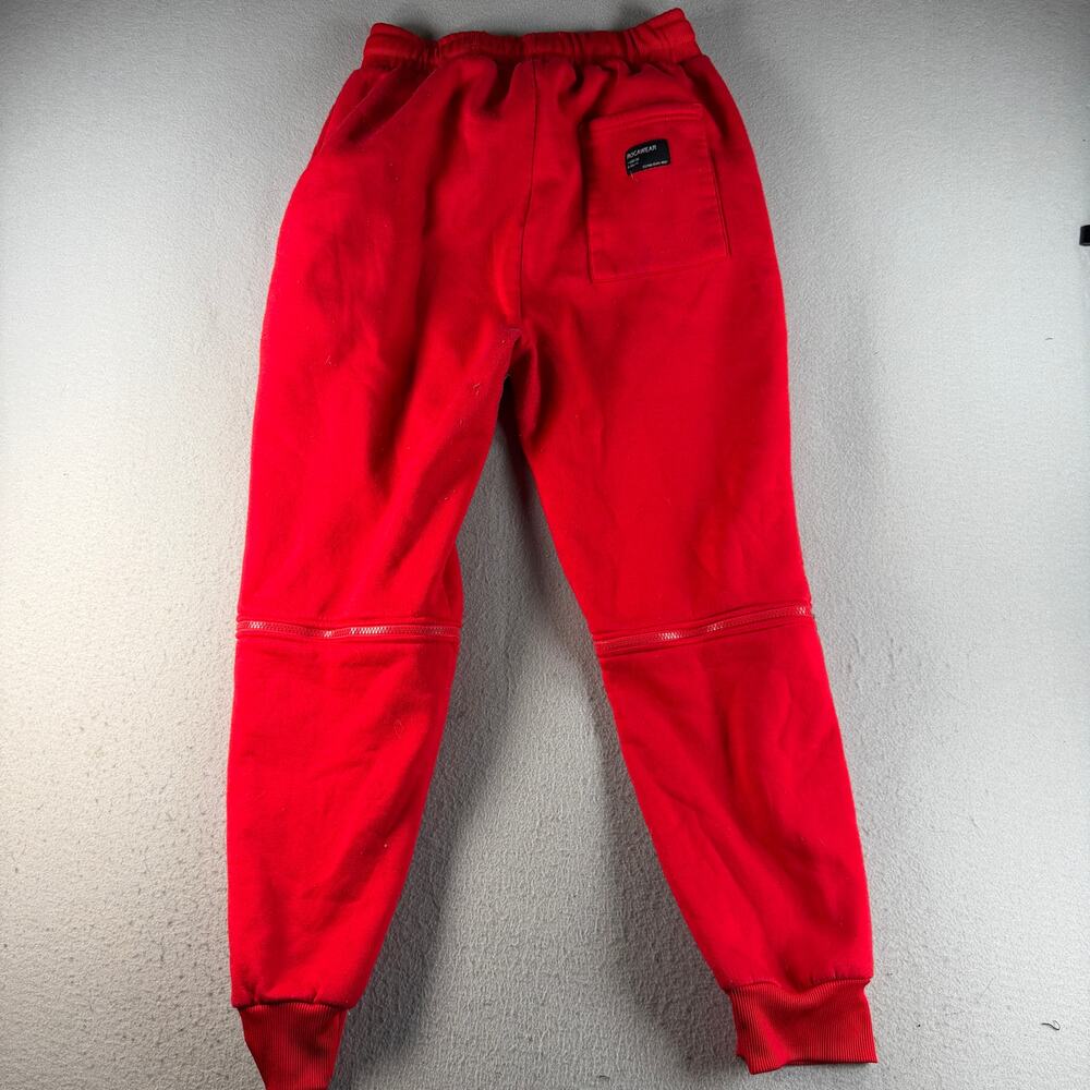 Rocawear Mens XL Red Jogger Sweatpants Fleece Zip Knee Detail Hip Hop Streetwear